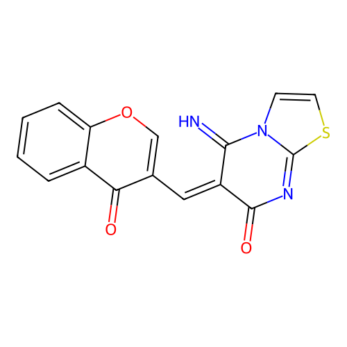 (6E)-5-imino-6-[(4-oxochromen-3-yl)methylidene]-[1,3]thiazolo[3,2-a]pyrimidin-7-one structure