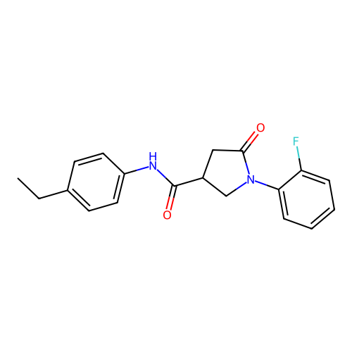 N-(4-ethylphenyl)-1-(2-fluorophenyl)-5-oxopyrrolidine-3-carboxamide structure