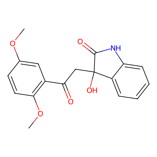 3-[2-(2,5-dimethoxyphenyl)-2-oxoethyl]-3-hydroxy-1,3-dihydro-2H-indol-2-one structure