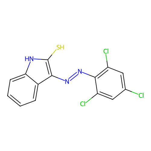 3-(2-(2,4,6-Trichlorophenyl)hydrazono)indoline-2-thione structure