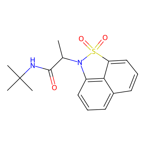 N-tert-Butyl-2-(1,1-dioxo-1lambda~6~-naphtho[1,8-cd][1,2]thiazol-2(1H)-yl)propanamide structure