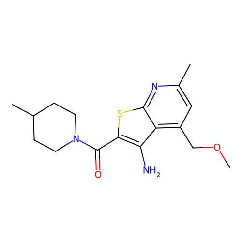 [3-amino-4-(methoxymethyl)-6-methylthieno[2,3-b]pyridin-2-yl](4-methylpiperidin-1-yl)methanone structure