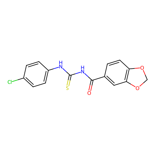 N-[(4-chlorophenyl)carbamothioyl]-1,3-benzodioxole-5-carboxamide structure