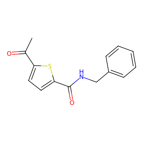 5-acetyl-N-(phenylmethyl)-2-thiophenecarboxamide structure