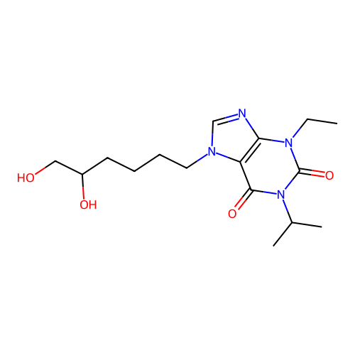 7-(5,6-Dihydroxyhexyl)-3-ethyl-1-(propan-2-yl)-3,7-dihydro-1H-purine-2,6-dione structure