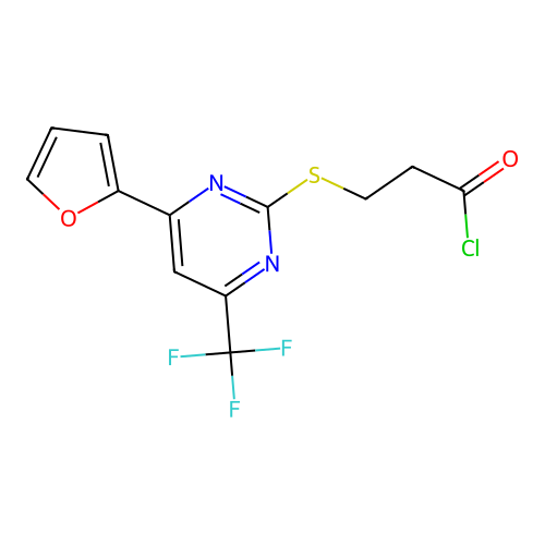 3-((4-(Furan-2-yl)-6-(trifluoromethyl)pyrimidin-2-yl)thio)propanoyl chloride structure