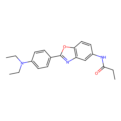 N-[2-[4-(diethylamino)phenyl]-1,3-benzoxazol-5-yl]propanamide structure