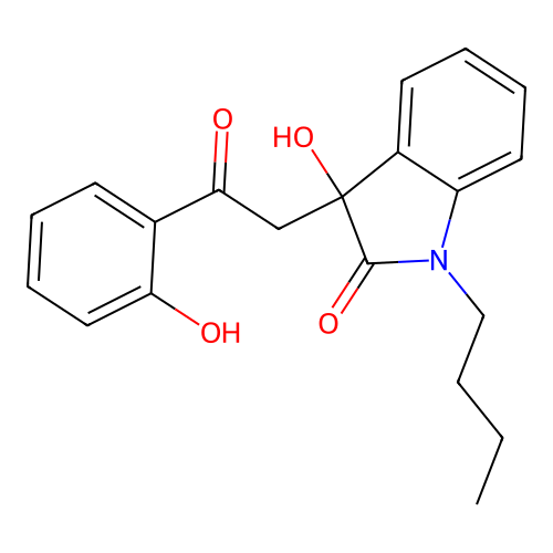 1-Butyl-3-hydroxy-3-[2-(2-hydroxyphenyl)-2-oxoethyl]indol-2-one structure