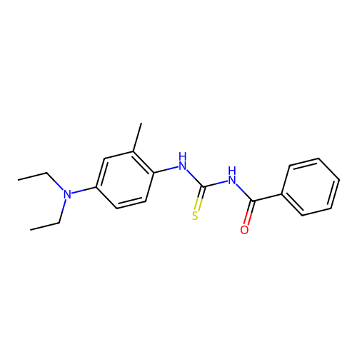 N-benzoyl-N'-[4-(diethylamino)-2-methylphenyl]thiourea structure
