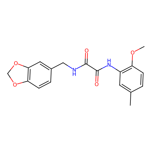 N-(1,3-benzodioxol-5-ylmethyl)-N'-(2-methoxy-5-methylphenyl)oxamide structure