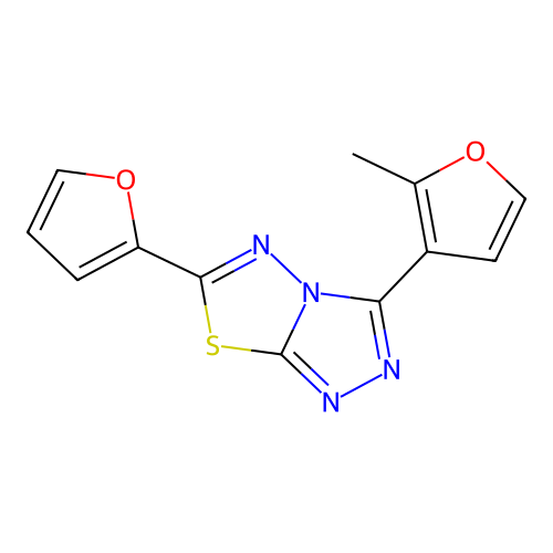 6-(Furan-2-yl)-3-(2-methylfuran-3-yl)-[1,2,4]triazolo[3,4-b][1,3,4]thiadiazole structure