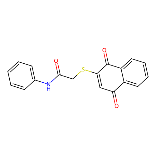 2-[(1,4-dioxo-2-naphthyl)sulfanyl]-N-phenyl-acetamide structure