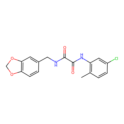 N-(1,3-benzodioxol-5-ylmethyl)-N'-(5-chloro-2-methylphenyl)oxamide structure