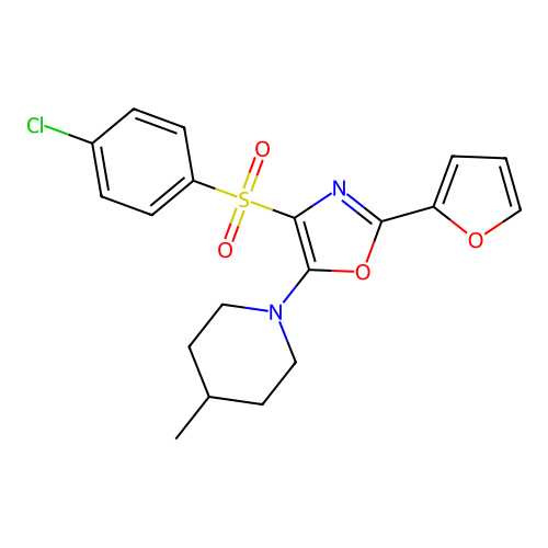 4-((4-Chlorophenyl)sulfonyl)-2-(furan-2-yl)-5-(4-methylpiperidin-1-yl)oxazole structure