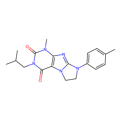 3-isobutyl-1-methyl-8-(p-tolyl)-7,8-dihydro-1H-imidazo[2,1-f]purine-2,4(3H,6H)-dione structure