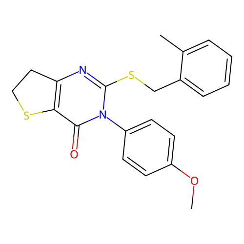 3-(4-methoxyphenyl)-2-((2-methylbenzyl)thio)-6,7-dihydrothieno[3,2-d]pyrimidin-4(3H)-one structure