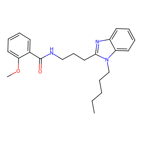 2-methoxy-N-[3-(1-pentylbenzimidazol-2-yl)propyl]benzamide structure