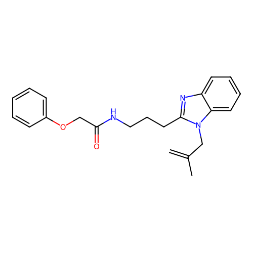 N-[3-[1-(2-methylprop-2-enyl)benzimidazol-2-yl]propyl]-2-phenoxyacetamide structure
