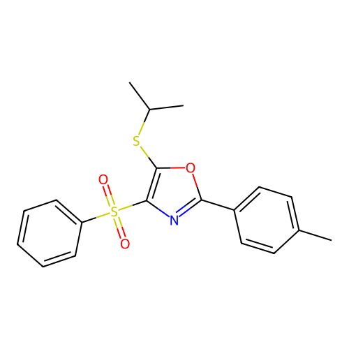 5-(Isopropylthio)-4-(phenylsulfonyl)-2-(p-tolyl)oxazole structure