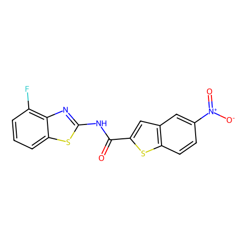 N-(4-fluoro-1,3-benzothiazol-2-yl)-5-nitro-1-benzothiophene-2-carboxamide structure