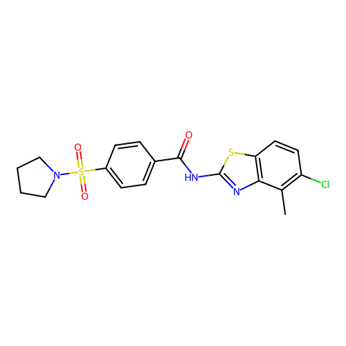 N-(5-chloro-4-methylbenzo[d]thiazol-2-yl)-4-(pyrrolidin-1-ylsulfonyl)benzamide structure