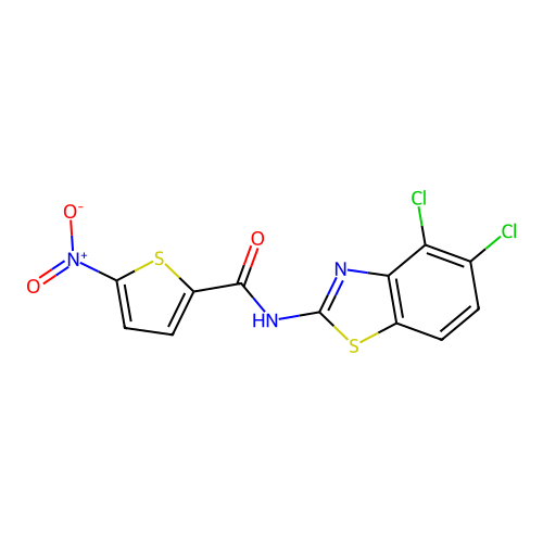 N-(4,5-dichloro-1,3-benzothiazol-2-yl)-5-nitrothiophene-2-carboxamide structure