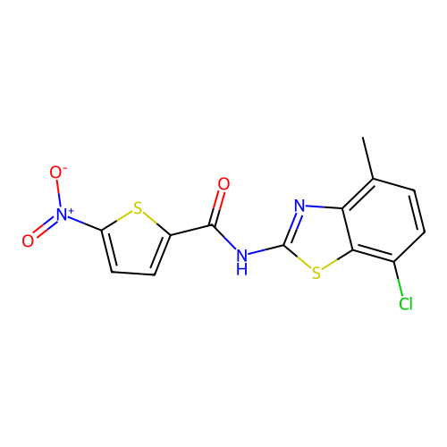 N-(7-chloro-4-methyl-1,3-benzothiazol-2-yl)-5-nitrothiophene-2-carboxamide structure