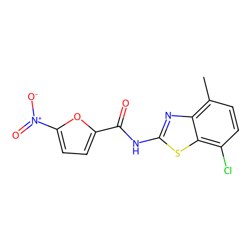 N-(7-chloro-4-methyl-1,3-benzothiazol-2-yl)-5-nitrofuran-2-carboxamide structure