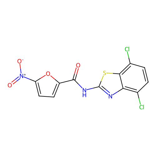 N-(4,7-dichloro-1,3-benzothiazol-2-yl)-5-nitrofuran-2-carboxamide structure