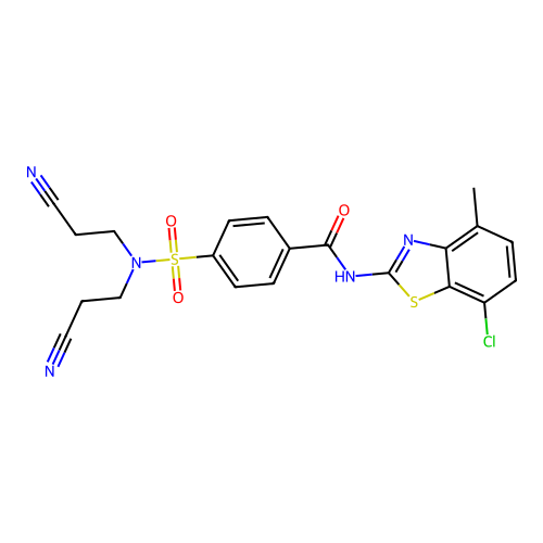 4-[bis(2-cyanoethyl)sulfamoyl]-N-(7-chloro-4-methyl-1,3-benzothiazol-2-yl)benzamide structure