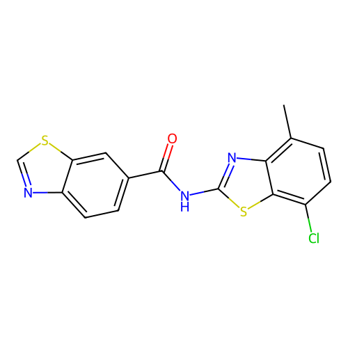 N-(7-chloro-4-methyl-1,3-benzothiazol-2-yl)-1,3-benzothiazole-6-carboxamide structure