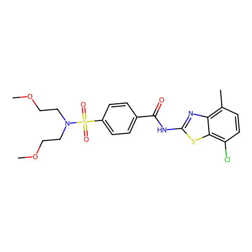 4-[bis(2-methoxyethyl)sulfamoyl]-N-(7-chloro-4-methyl-1,3-benzothiazol-2-yl)benzamide structure