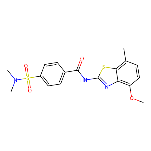 4-(dimethylsulfamoyl)-N-(4-methoxy-7-methyl-1,3-benzothiazol-2-yl)benzamide structure