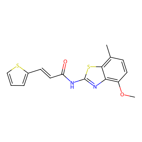 (E)-N-(4-methoxy-7-methylbenzo[d]thiazol-2-yl)-3-(thiophen-2-yl)acrylamide structure