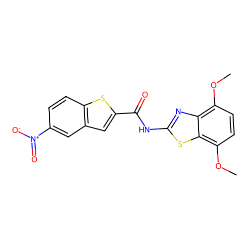 N-(4,7-dimethoxy-1,3-benzothiazol-2-yl)-5-nitro-1-benzothiophene-2-carboxamide structure