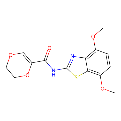 N-(4,7-dimethoxybenzo[d]thiazol-2-yl)-5,6-dihydro-1,4-dioxine-2-carboxamide structure