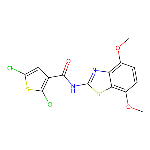 2,5-dichloro-N-(4,7-dimethoxy-1,3-benzothiazol-2-yl)thiophene-3-carboxamide structure