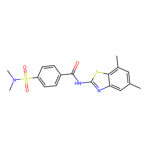 N-(5,7-dimethyl-1,3-benzothiazol-2-yl)-4-(dimethylsulfamoyl)benzamide structure