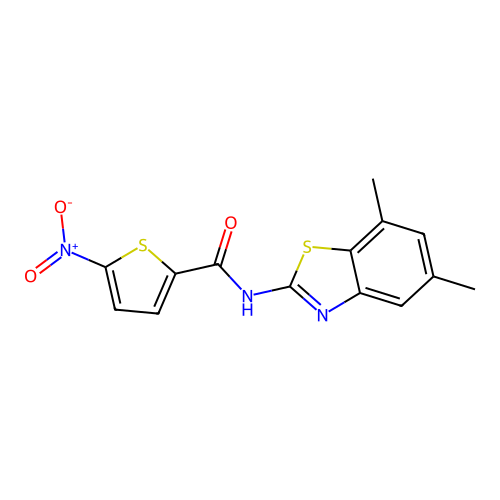 N-(5,7-dimethyl-1,3-benzothiazol-2-yl)-5-nitrothiophene-2-carboxamide structure