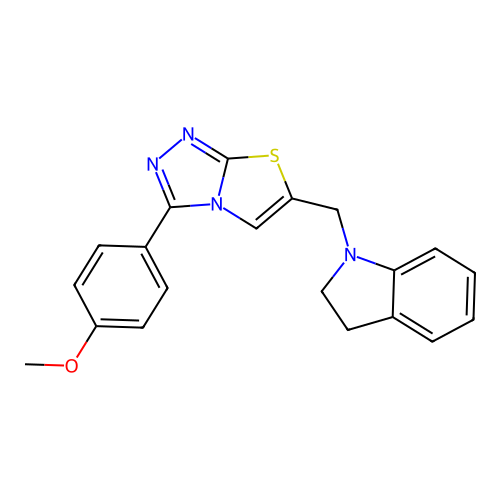 6-(Indolin-1-ylmethyl)-3-(4-methoxyphenyl)thiazolo[2,3-c][1,2,4]triazole structure
