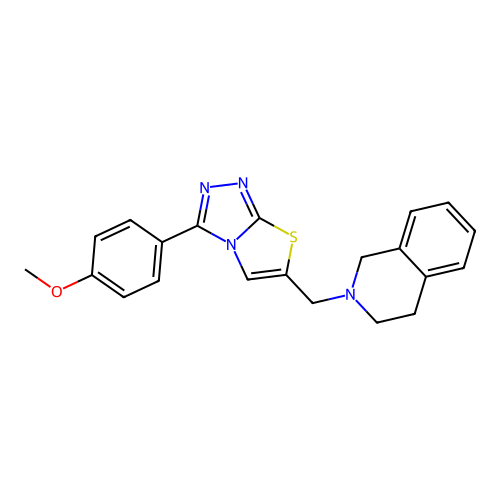 2-{[3-(4-methoxyphenyl)-[1,2,4]triazolo[3,4-b][1,3]thiazol-6-yl]methyl}-1,2,3,4-tetrahydroisoquinoline structure