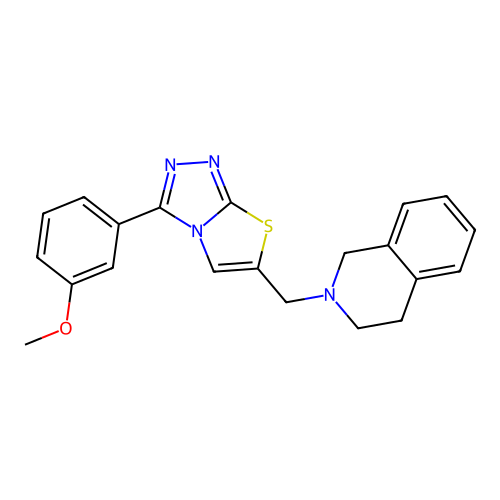 2-{[3-(3-methoxyphenyl)-[1,2,4]triazolo[3,4-b][1,3]thiazol-6-yl]methyl}-1,2,3,4-tetrahydroisoquinoline structure