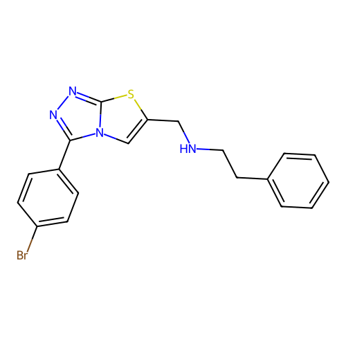 {[3-(4-bromophenyl)-[1,2,4]triazolo[3,4-b][1,3]thiazol-6-yl]methyl}(2-phenylethyl)amine structure