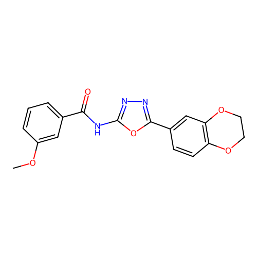N-[5-(2,3-dihydro-1,4-benzodioxin-6-yl)-1,3,4-oxadiazol-2-yl]-3-methoxybenzamide structure