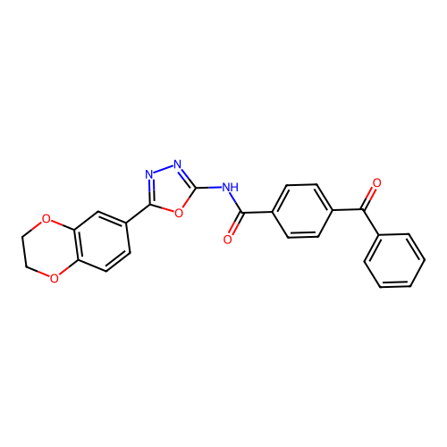 4-benzoyl-N-[5-(2,3-dihydro-1,4-benzodioxin-6-yl)-1,3,4-oxadiazol-2-yl]benzamide structure