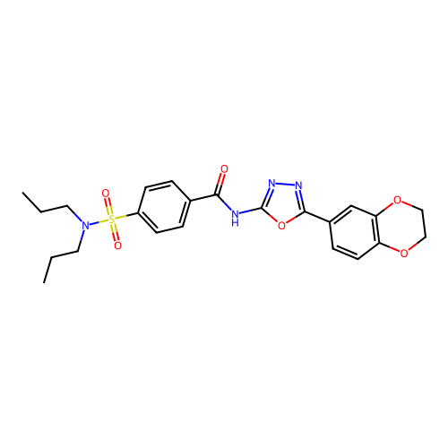 N-[5-(2,3-dihydro-1,4-benzodioxin-6-yl)-1,3,4-oxadiazol-2-yl]-4-(dipropylsulfamoyl)benzamide structure