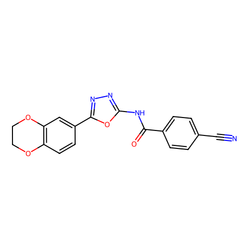 4-cyano-N-[5-(2,3-dihydro-1,4-benzodioxin-6-yl)-1,3,4-oxadiazol-2-yl]benzamide structure