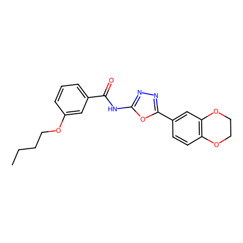 3-butoxy-N-[5-(2,3-dihydro-1,4-benzodioxin-6-yl)-1,3,4-oxadiazol-2-yl]benzamide structure