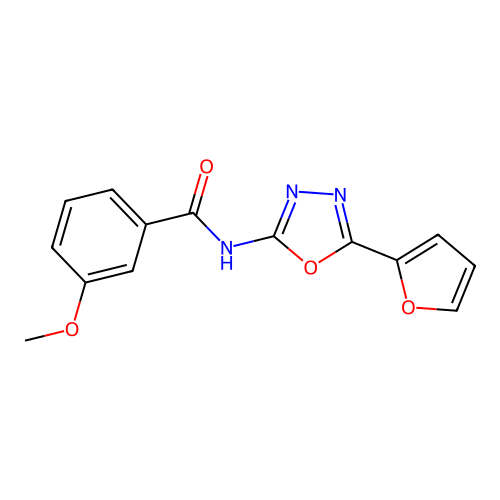 N-[5-(furan-2-yl)-1,3,4-oxadiazol-2-yl]-3-methoxybenzamide structure