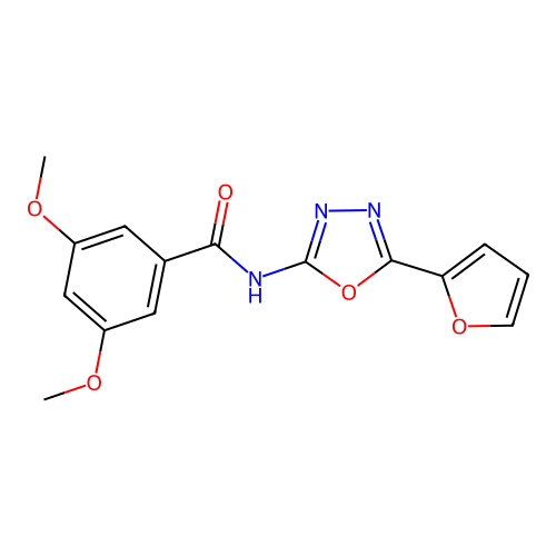 N-[5-(furan-2-yl)-1,3,4-oxadiazol-2-yl]-3,5-dimethoxybenzamide structure